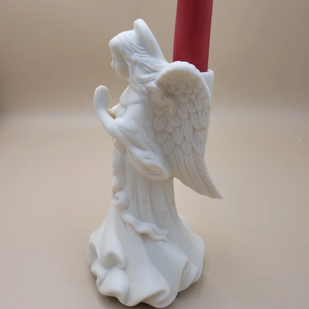 Vtg Partylite Angel of Light Bisque Taper Candle‎ Holder P0425 Retired With Box